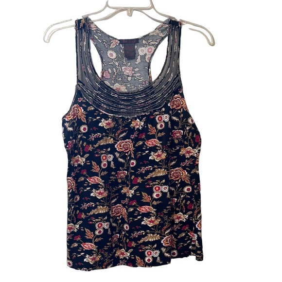 🍒 Fire Los Angeles Floral Tank Top Blouse Size Small 100% Cotton - Picture 1 of 4
